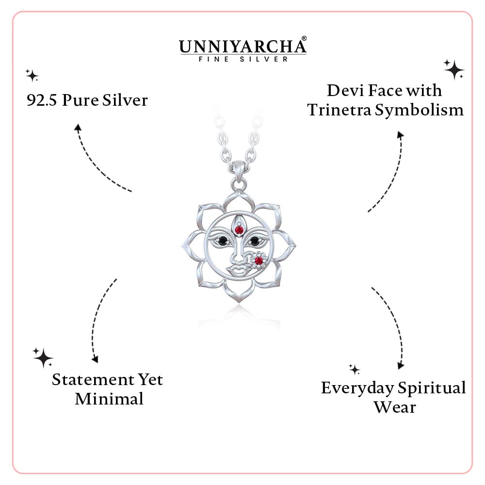 92.5 Silver Durga Maa Lotus Pendant