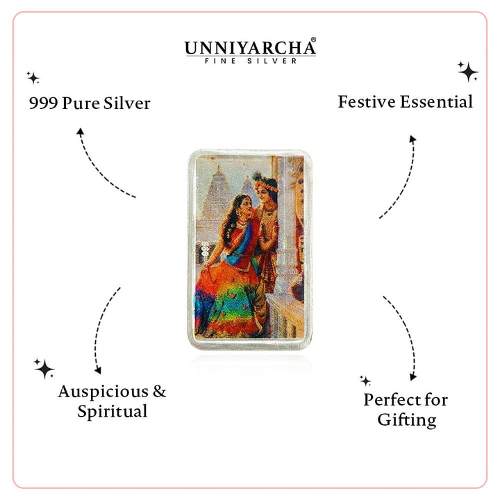 10 Gram 999 Pure Silver Bar Radha Krishna Color Print