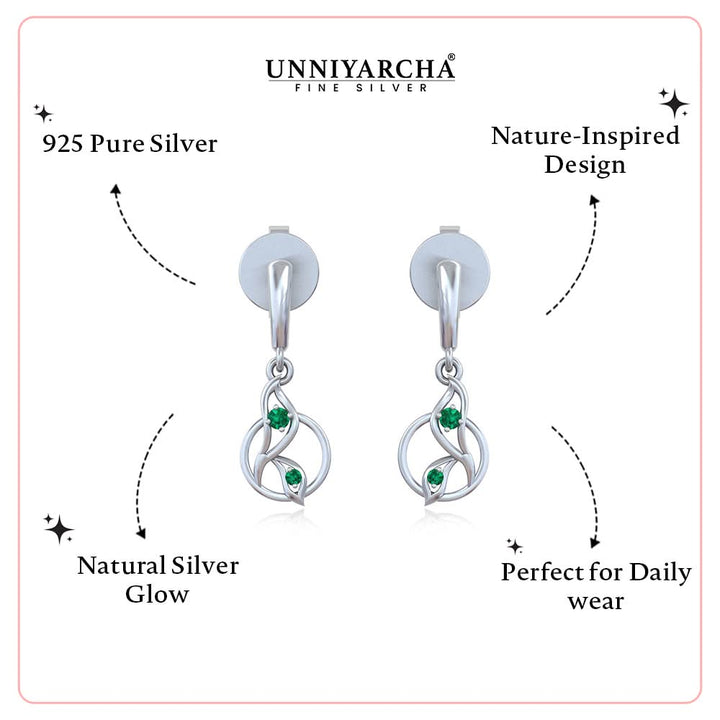 Pure Silver Swirl Drop Earrings