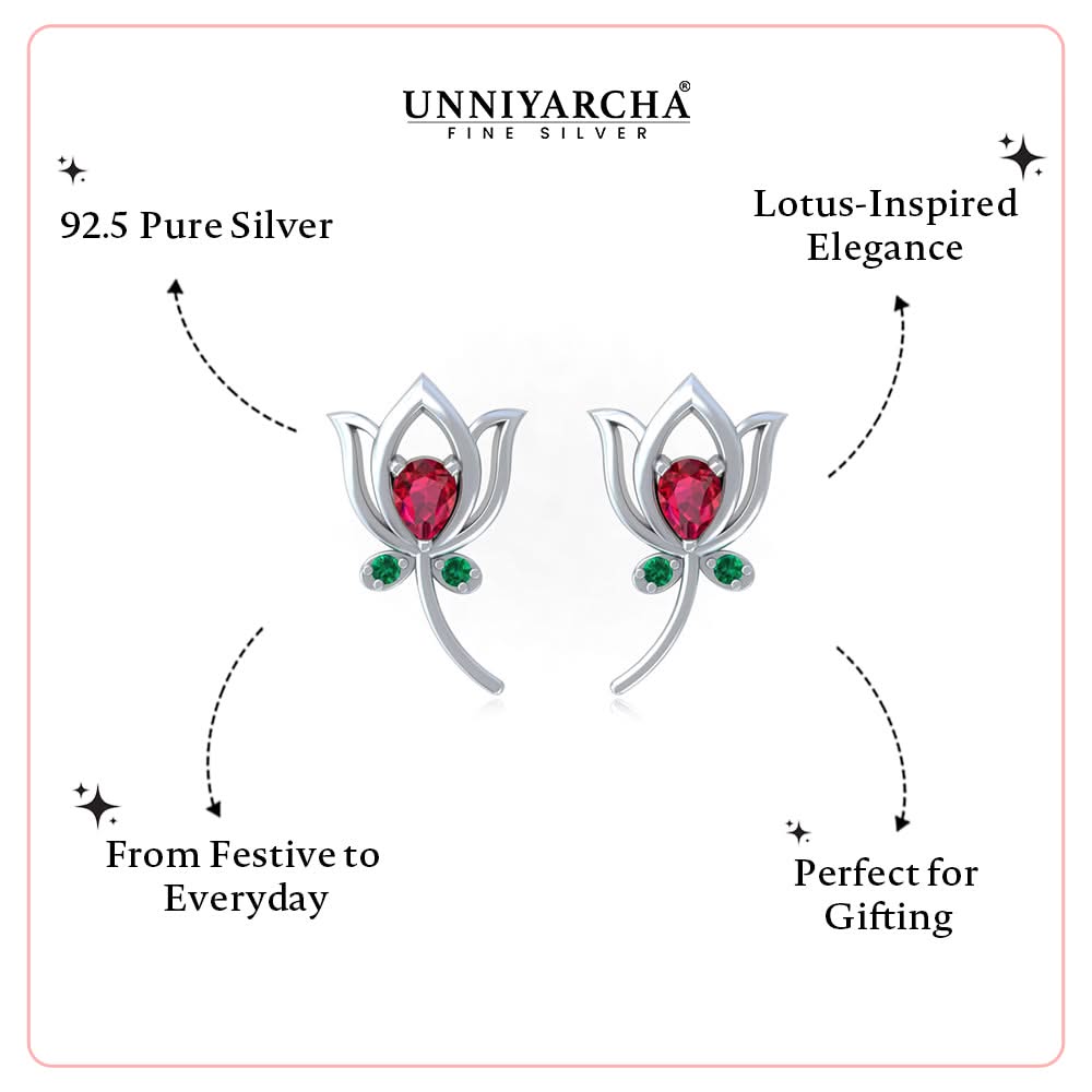 92.5 Silver Lotus Leaf Studs