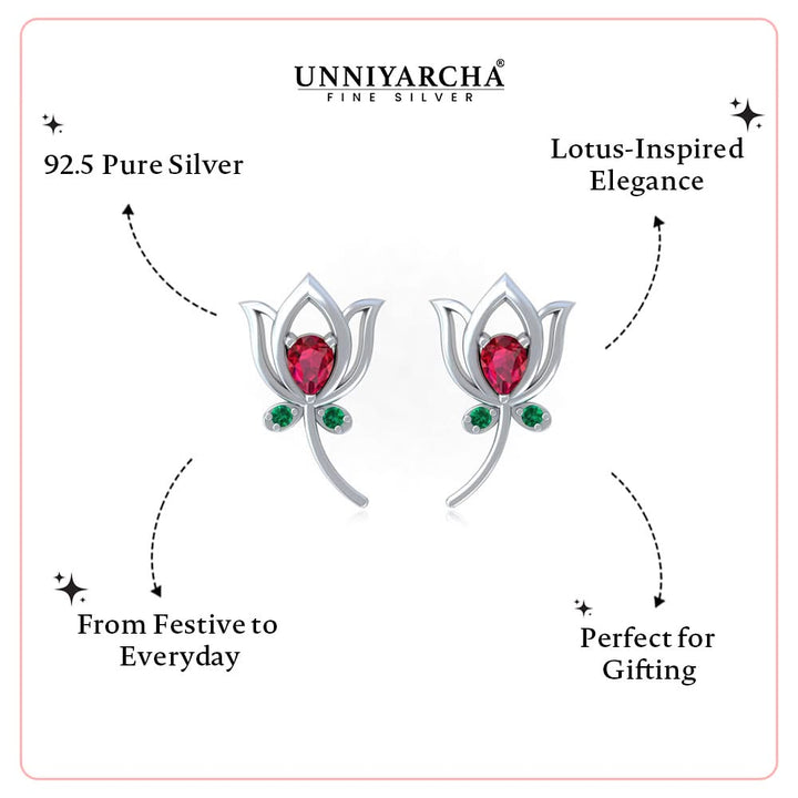 92.5 Silver Lotus Leaf Studs