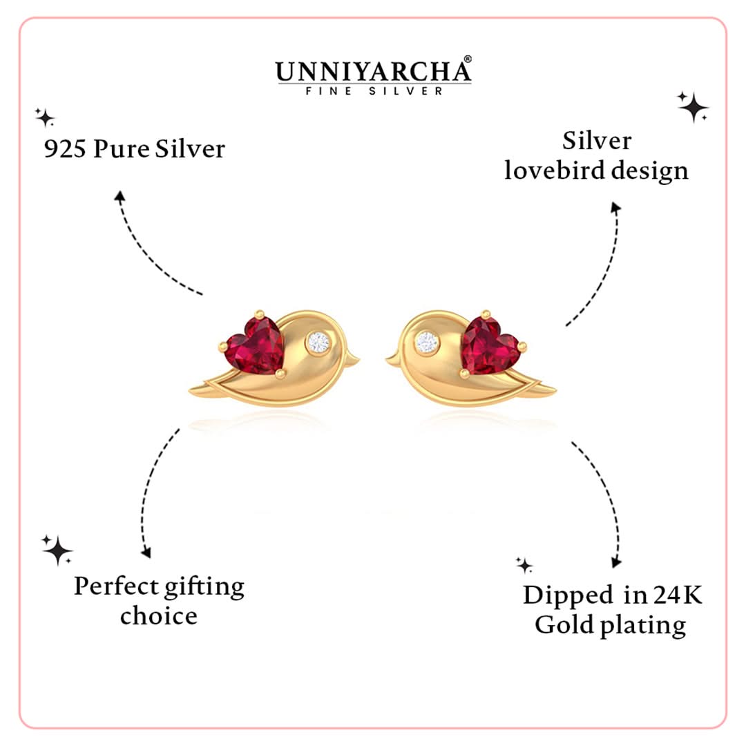 Unniyarcha 925 Pure Silver Forever Lovebirds Earrings