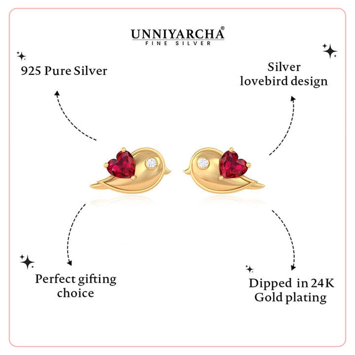 Unniyarcha 925 Pure Silver Forever Lovebirds Earrings