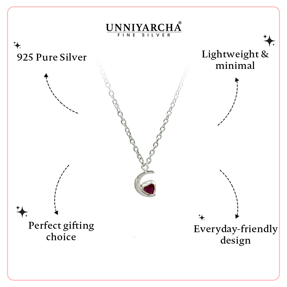 Crescent Charm Necklace – 925 Silver