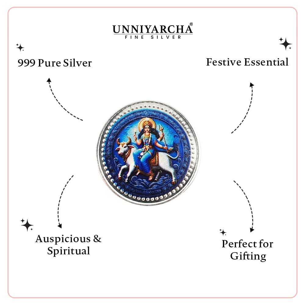 10 Gram 999 Pure Silver Coin Maa Mahagauri Color Print