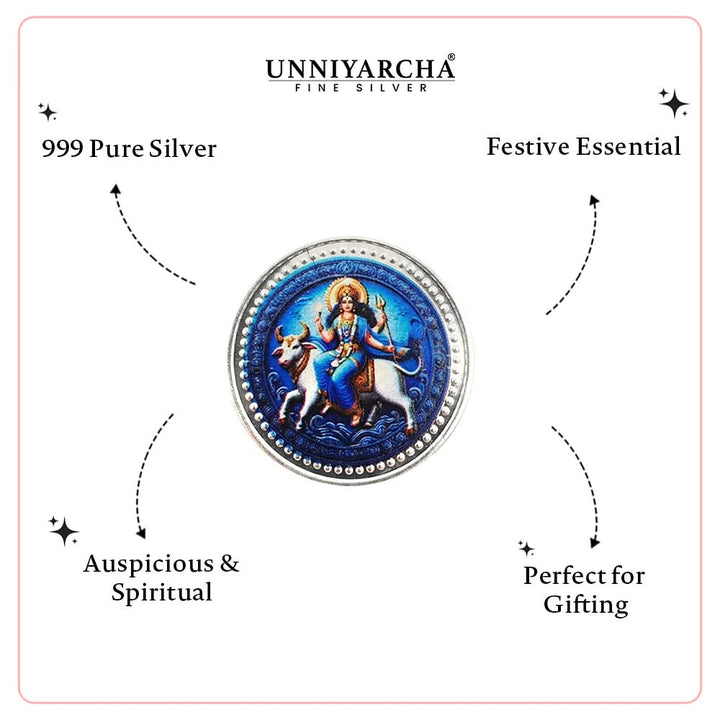 10 Gram 999 Pure Silver Coin Maa Mahagauri Color Print