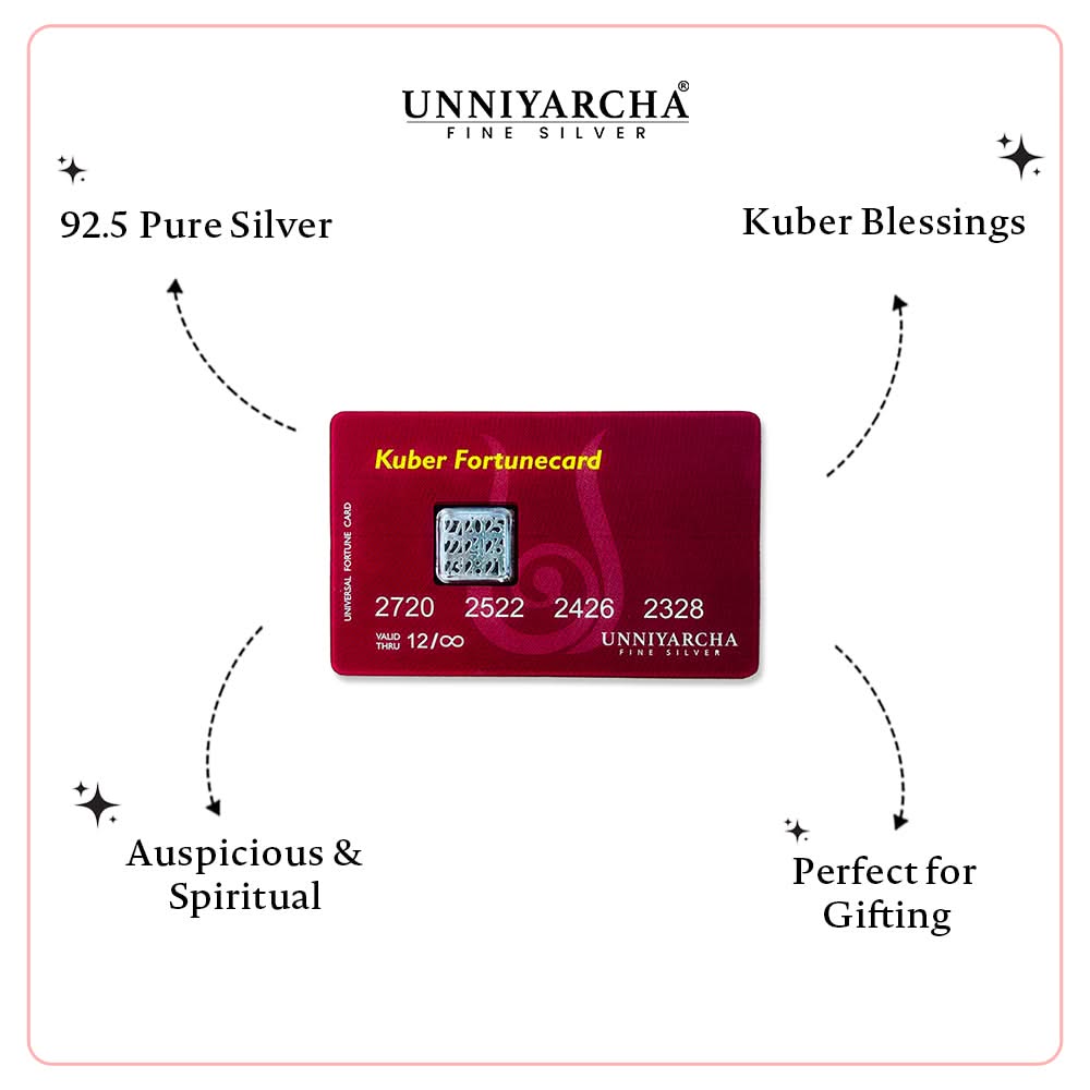 Kuber Fortunecard - 925 Sterling Silver Kuber Yantra (Wallet Card)