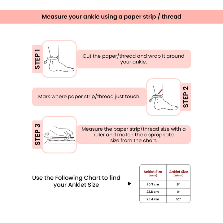 Use the Following Chart to Find Your Anklet Size