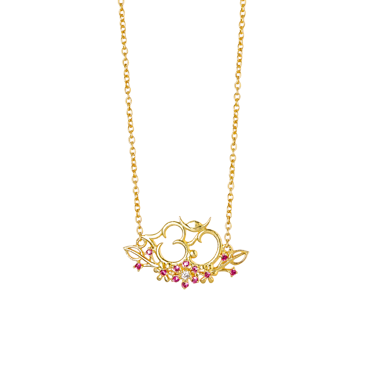 925 Floral Om Pendant silver Necklace