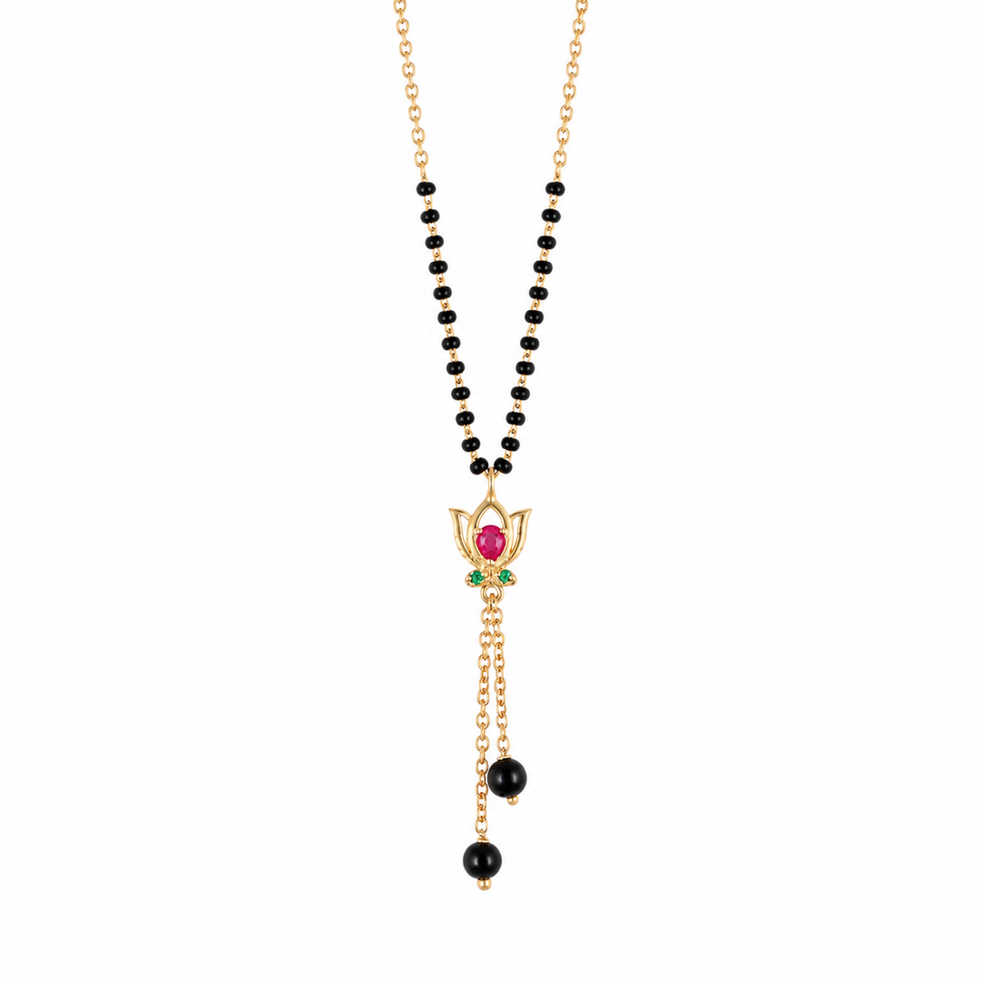 925 Silver Soubhagya Lotus Lariat Mangalsutra