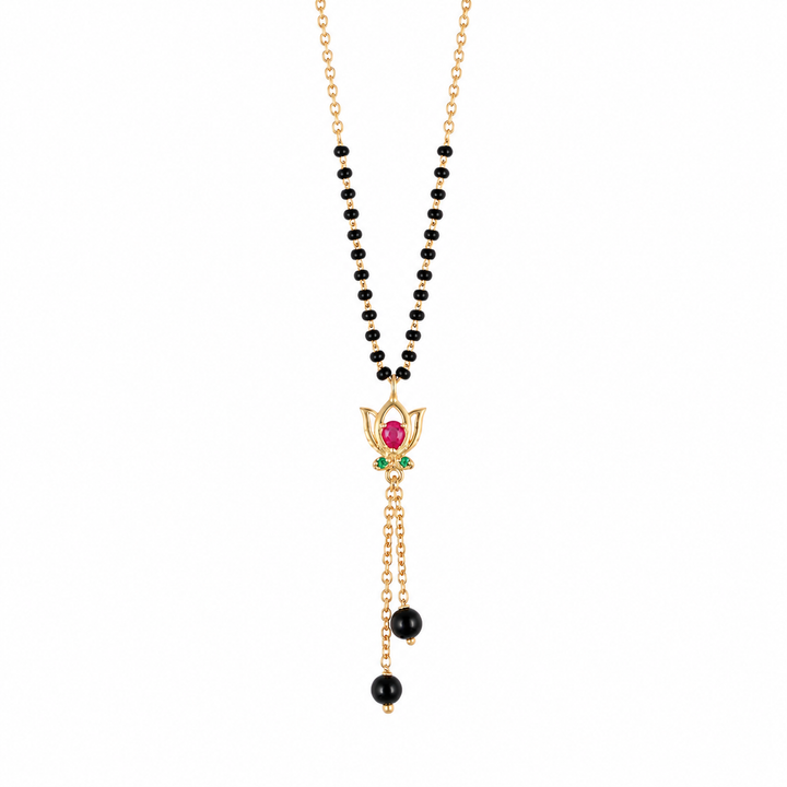 925 Silver Soubhagya Lotus Lariat Mangalsutra