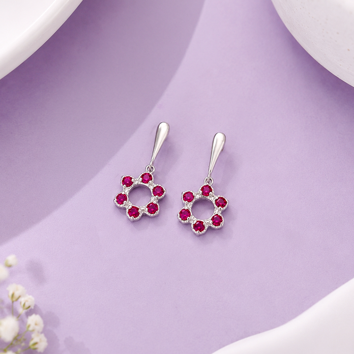 Floral Radiance Silver drop earrings