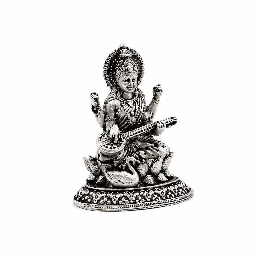 925 Sterling Silver Goddess Saraswati Idol