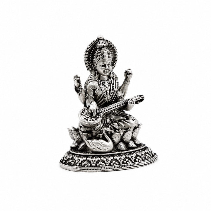 925 Sterling Silver Goddess Saraswati Idol
