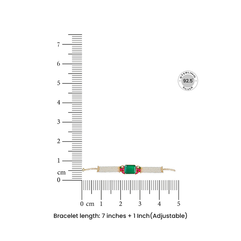 Mithu Emerald Charm Silver 24k Gold Plated Bracelet