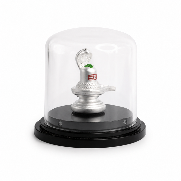 999 Silver Shivling Idol with Sheshnaag in Dome Casing