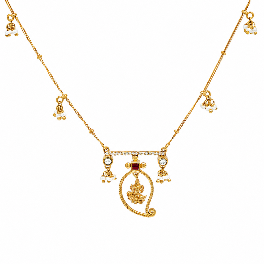 Unniyarcha 925 Silver Gold-Plated Manga Lakshmi Necklace