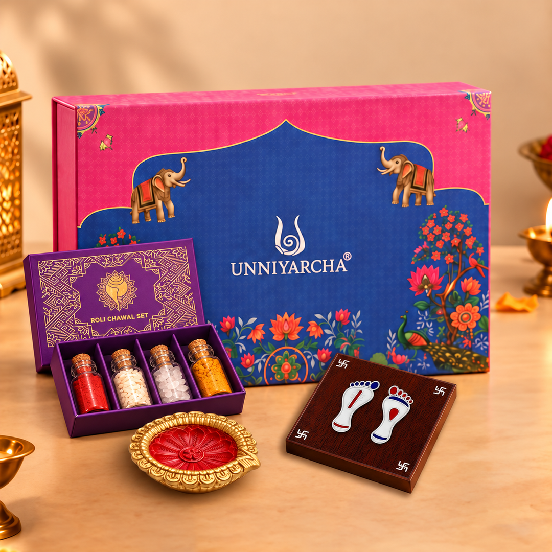 Unniyarcha 925 Pure Silver Shiv Shakti charan  Paduka Festive Gift Hamper