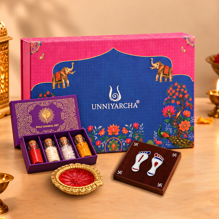 Unniyarcha 925 Pure Silver Shiv Shakti charan  Paduka Festive Gift Hamper