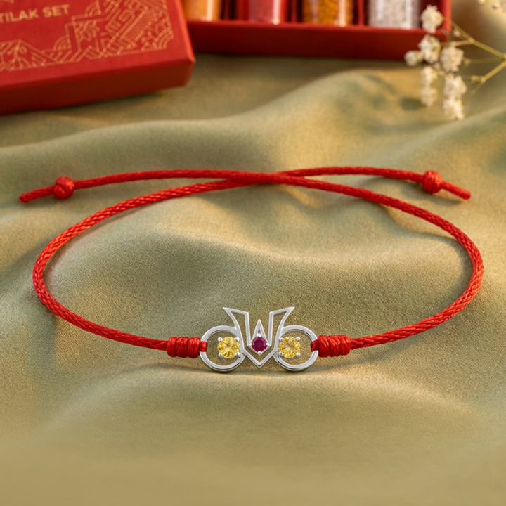 Unniyarcha 925 Pure Silver Jaggannath ji Tilak Rakhi with Chandan Tilak set