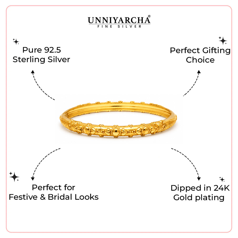 Silver Classic Gold Plated Bangle(Single)