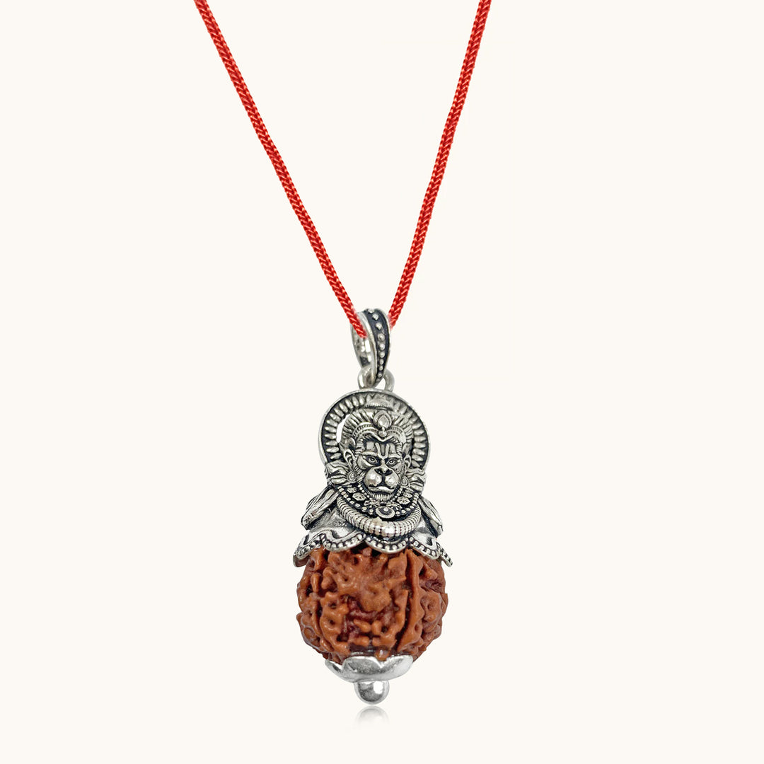 Silver Lord Hanuman Rudraksha Pendant