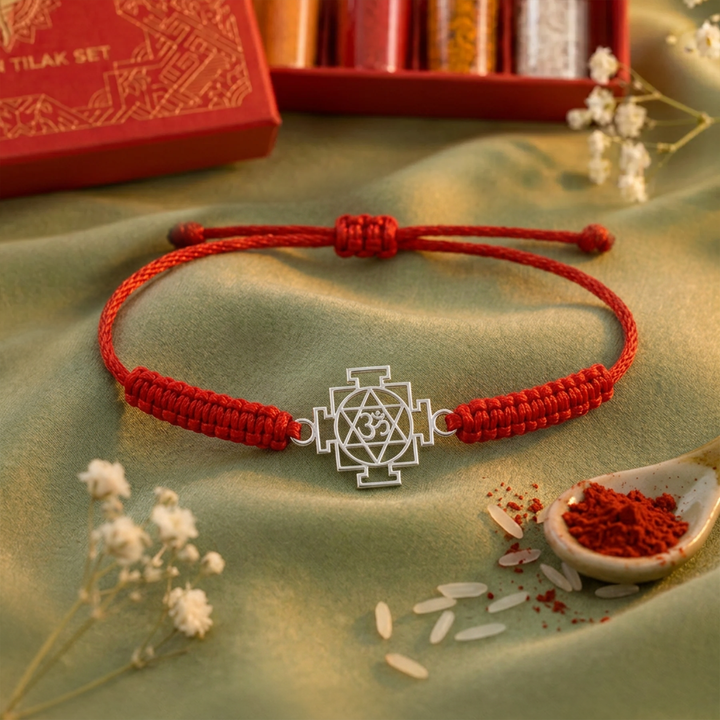 Trinity Shakti – 925 Silver Om Swastik Chakra Rakhi