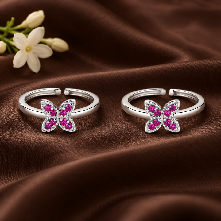 Silver 925 Lavender Glow Toe Rings