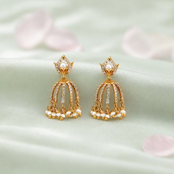 Unniyarcha 925 Silver Lightweight Lotus Jhumka Earrings