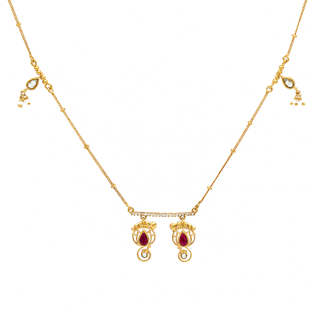 Unniyarcha 925 Silver Gold-Plated Lakshmi Charan Necklace