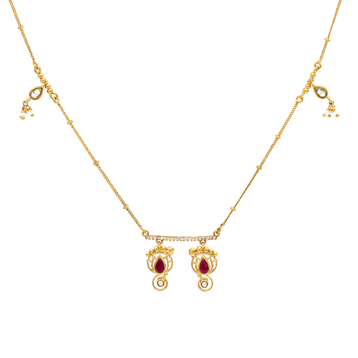 Unniyarcha 925 Silver Gold-Plated Lakshmi Charan Necklace