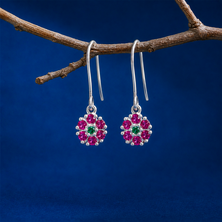 Unniyarcha Ruby Bloom Drop Earrings
