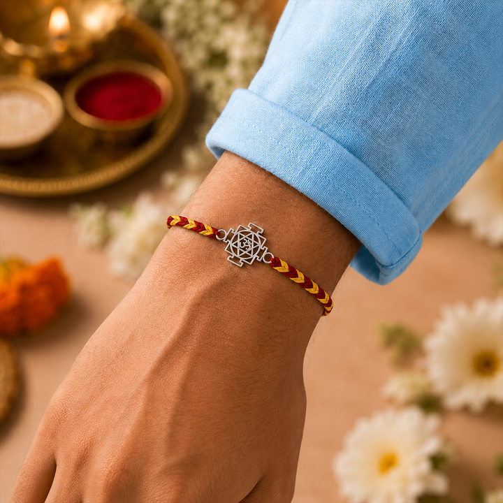 Trinity Shakti – 925 Silver Om Swastik Chakra Bracelet