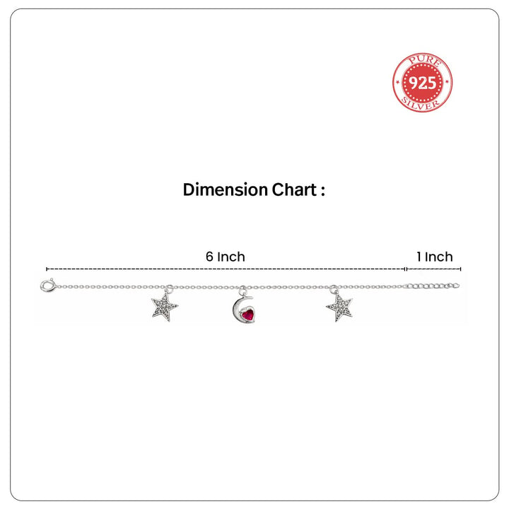 Celestial Heart Charm Bracelet – 925 Silver