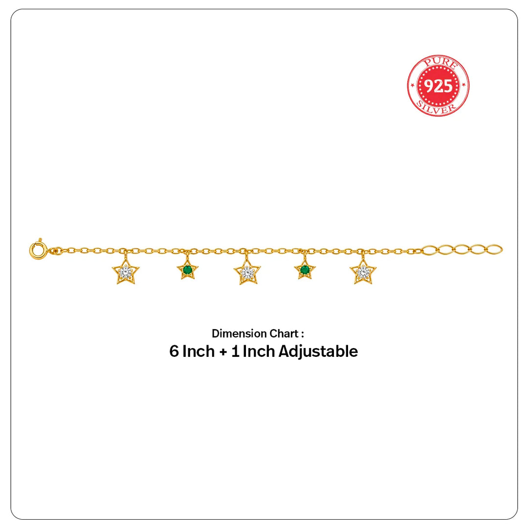 24kt Gold Plated 925 Silver Pure Patakha Stellar Burst Charm Bracelet