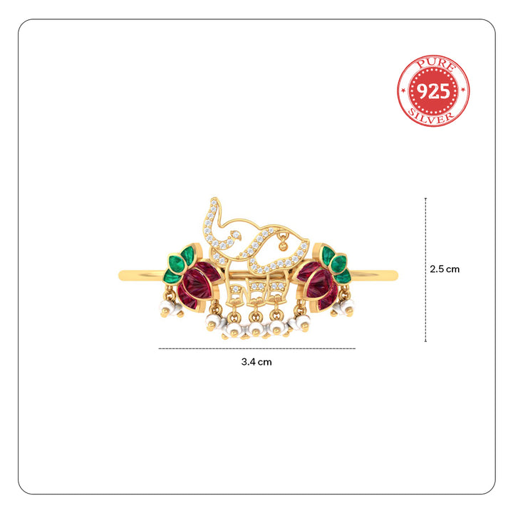 925 Pure Silver Elephant lotus Kada Bracelet