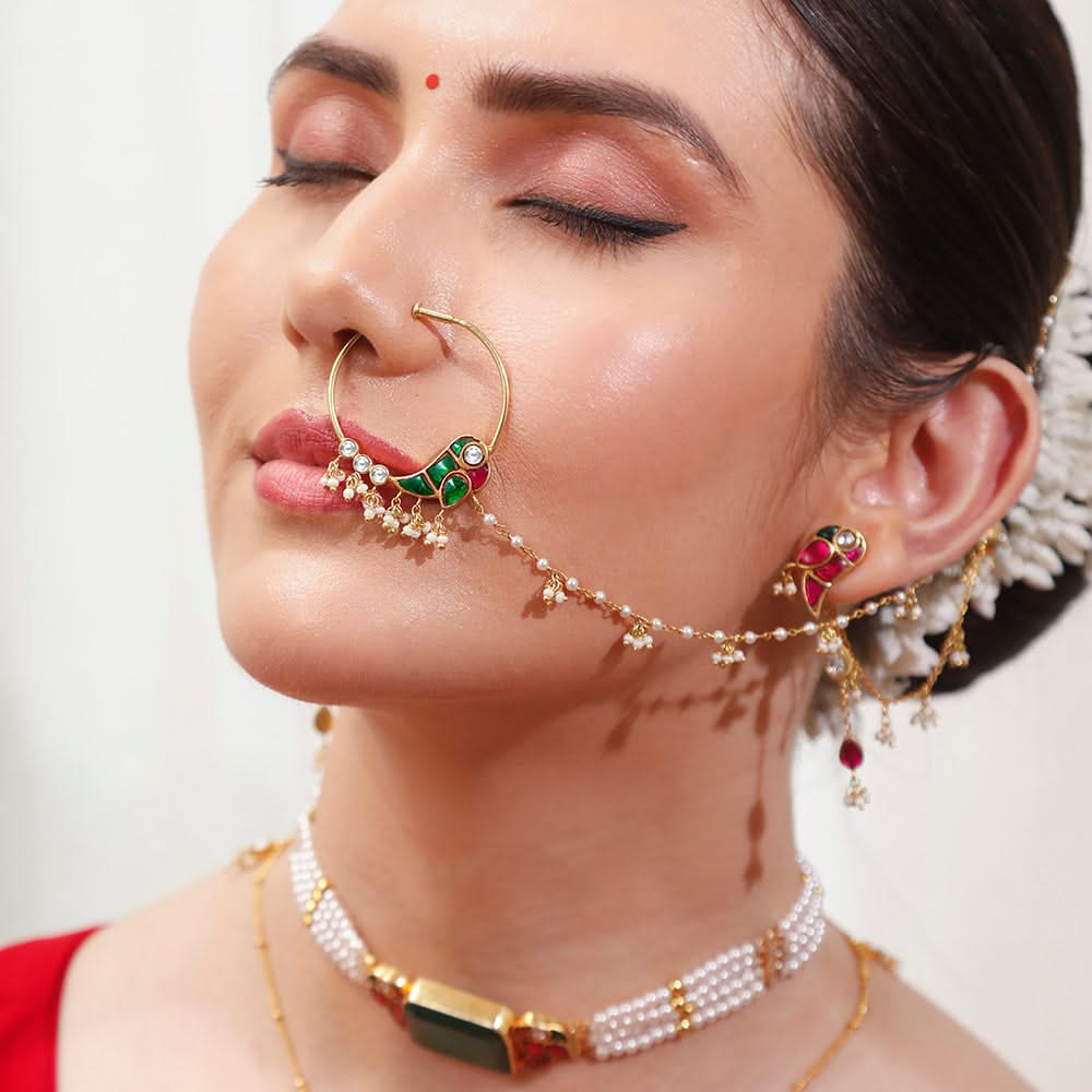 Mithu Rajkumari Silver 24k Gold Plated Nath