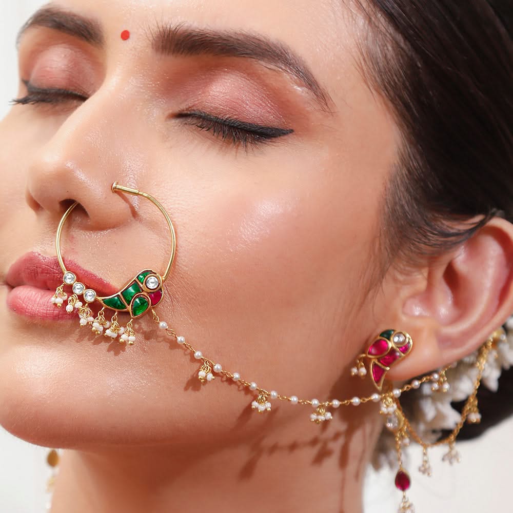 Mithu Rajkumari Silver 24k Gold Plated Nath