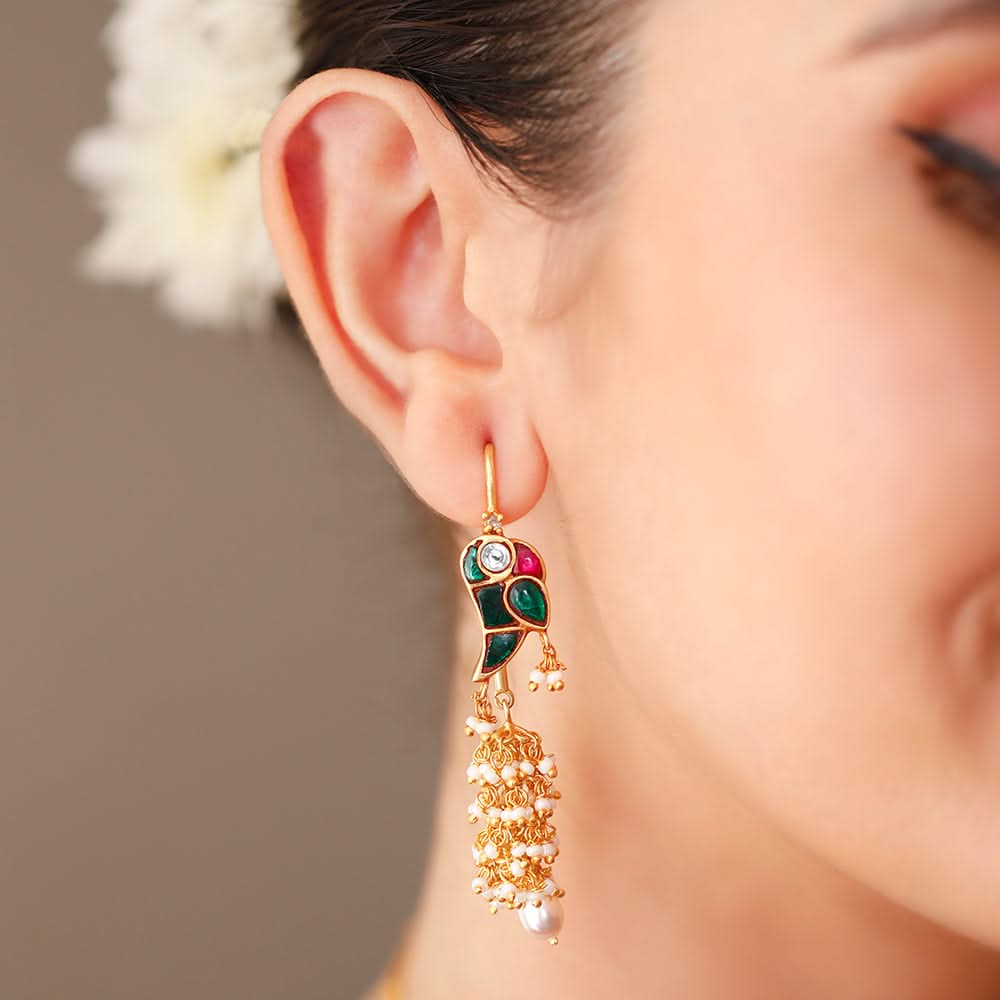 Mithu Guava Pure 925 Silver Sui Dhaga Earrings