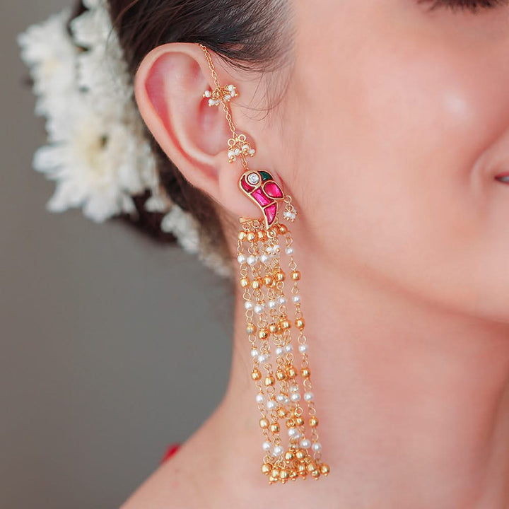 Mithu Dreamy Danglers Silver 24k Gold Plated Earrings