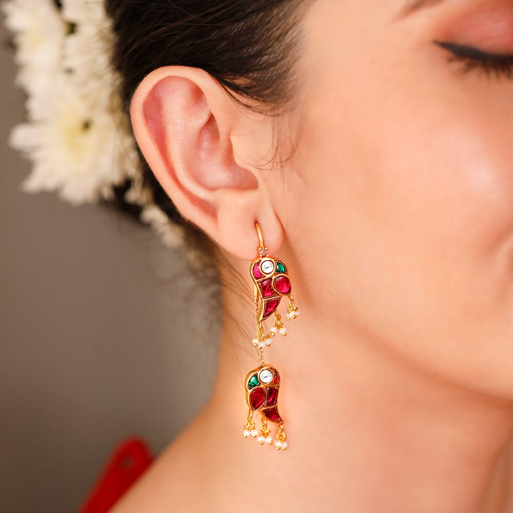 Double Mithu Pure 925 Silver Sui Dhaga Earrings