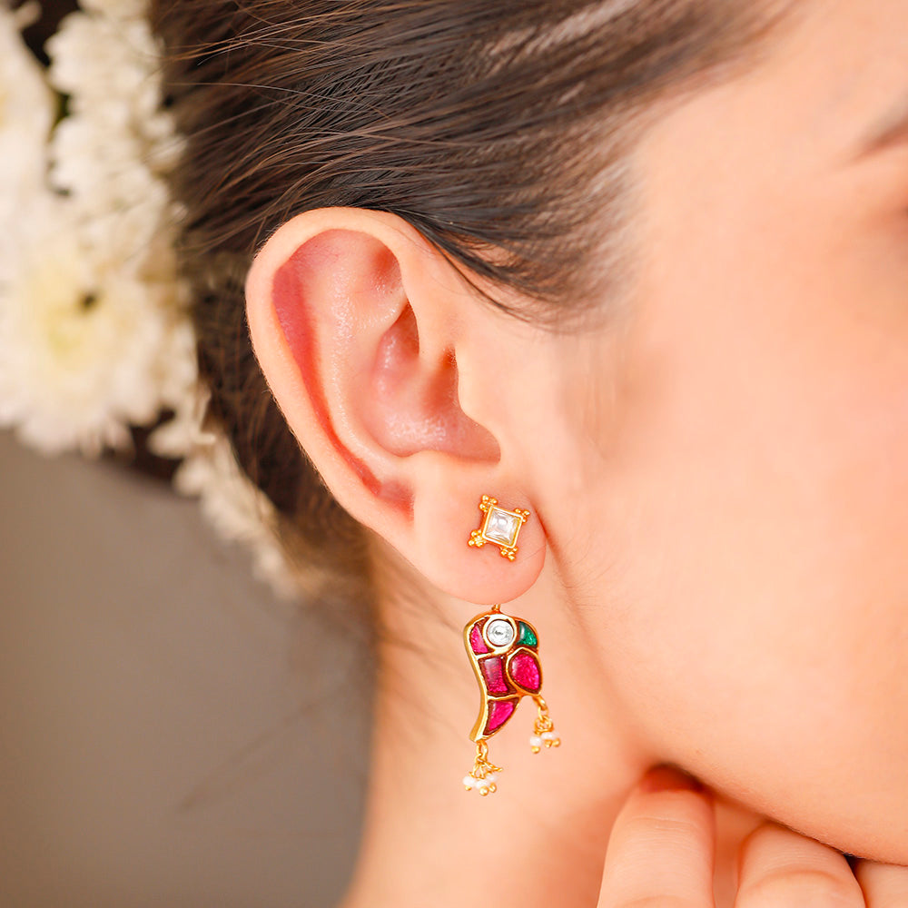 Mithu Silver 24k Gold Plated Stud Earrings