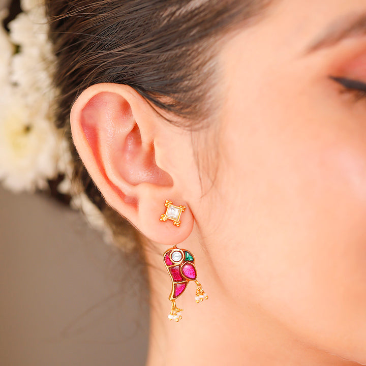 Mithu Silver 24k Gold Plated Stud Earrings