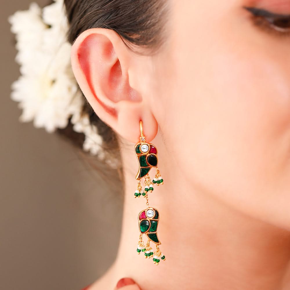 Double Mithu Pure 925 Silver Sui Dhaga Earrings