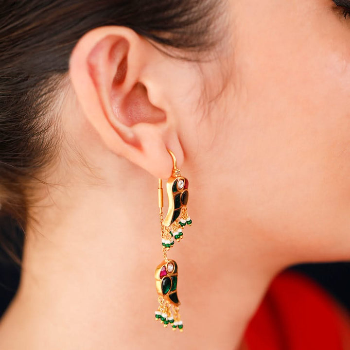 Double Mithu Pure 925 Silver Sui Dhaga Earrings