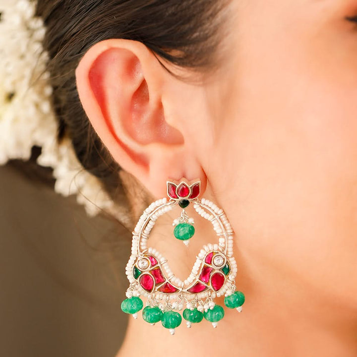 Mithu Silver Silver Chand Bali Earrings