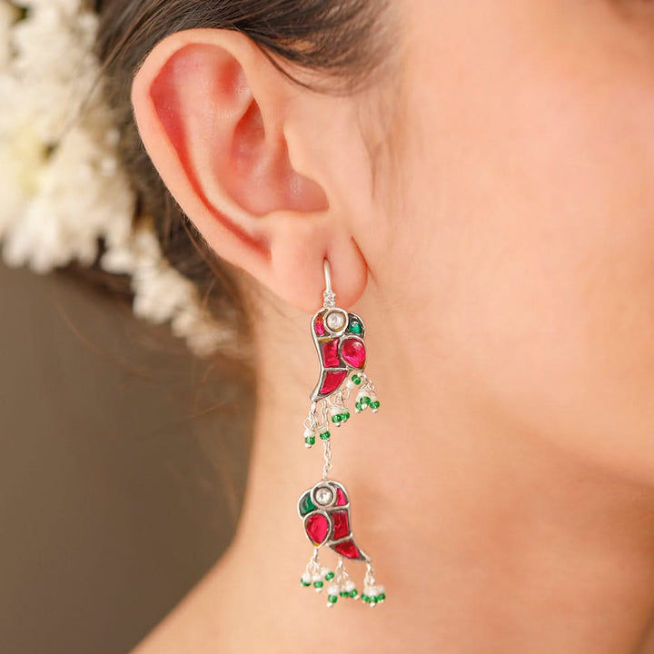 Double Mithu Silver Sui Dhaga Earrings