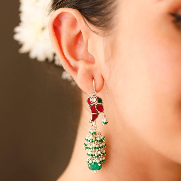 Mithu Guava Silver Sui Dhaga Earrings