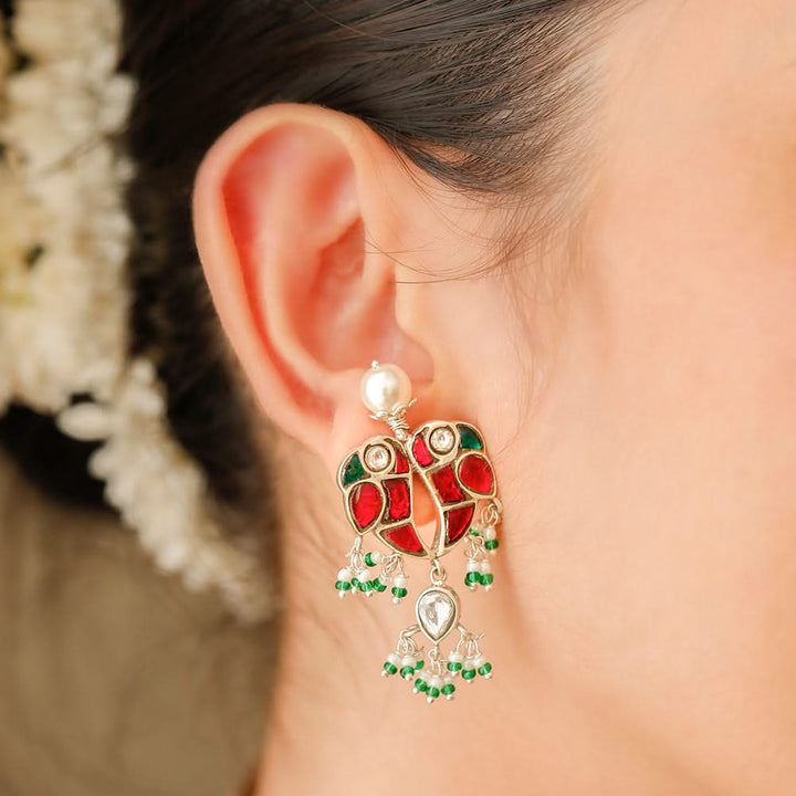 Mithu Love Bird Silver Earrings