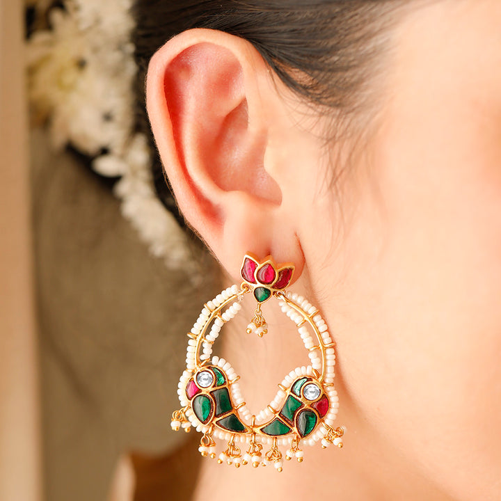 Mithu Silver 24k Gold Plated Chand Bali Earrings